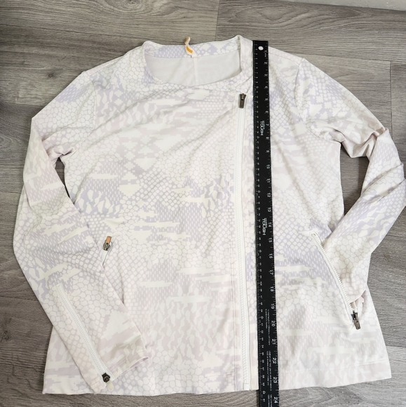 LUCY White Violet Jacket M Asymmetrical Moto Style Activewear Leopard Print - Picture 6 of 14